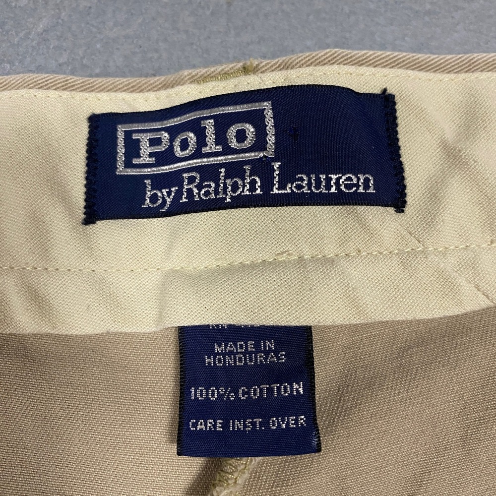 Vtg Polo Ralph Lauren Andrew Pant Mens 46x30 Tan Khaki Double Pleated Trousers - Picture 3 of 8